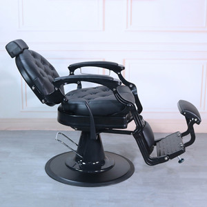 Luxury Retro Salon Barber Chair Hydraulic Reclining PU Leather <b>Adjustable</b> <b>Footrest</b> Hair Cutting Grooming Massage Stylist School - Product Image 5