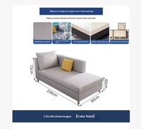 Canapé en bois en forme de L, design minimaliste moderne, revêtement en tissu technologique, personnalisable pour appartement