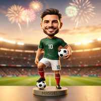 Personalisierte Fußballstar-Wackelkopffigur mit individuellem Namen, langlebige Harz-Wackelkopffigur für Fan-Merchandise