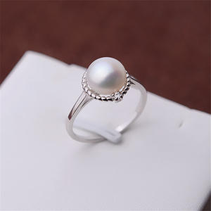 Bague ajustable en argent S925, ouverture circulaire de 8-9 mm, support d'accessoires DIY de 6 mm pour la fabrication de bijoux, bague pour femme en perle - Product Image 1