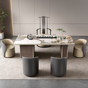 Chất Lượng Cao Trung Quốc Phong Cách Văn Phòng Bằng Gỗ Bàn Cà Phê Đặt Cocktail Đá Cẩm Thạch Bàn Và Ghế Cho Cà Phê Cửa Hàng - Product Image 3