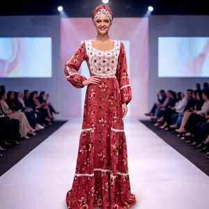 Robe longue maxi africaine imprimée sur mesure à motif floral d'été, manches longues bouffantes, bordure en dentelle, en rayonne respirante, tenue traditionnelle de luxe - Product Image 6