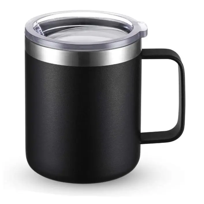 Üst satıcı 12oz özel yeniden kullanılabilir kahve kupası Tumbler çift duvar vakum yalıtımlı paslanmaz çelik termo kulplu bardak ve kapak
