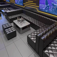 Personalizar bar Muebles Set Discoteca Negro Cuero Sofás bar Led Cubo Mesa Club Hookah Salón Muebles Set
