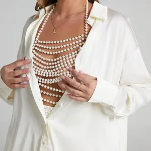 Bra Body Chain Jewelry Harness Sexy Accessories Women Fashion Full Female Mermaid Costume Pearl Body Chain Top