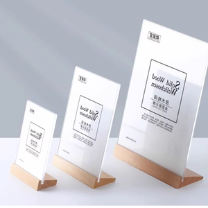 Wood Base Acrylic Stand Acrylic Sign Standing Sign Poster Acrylic Greeting <strong>Card</strong> Display Wooden Base <strong>Table</strong> <strong>Card</strong> - Product Image 5