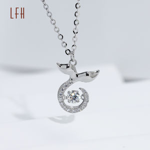 Bijoux fins Collier pendentif queue de phoque en or 18 carats Or pur 18 carats Collier en zircon cubique pour femmes - Product Image 4