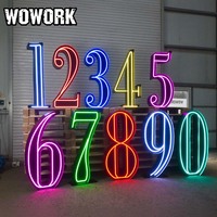WOWORK Vente flash Lettres et chiffres géants en métal pour mariage, décoration extérieure, empilables, 3 pieds, 4 pieds, lettres lumineuses LED pour événements, fournitures de fête