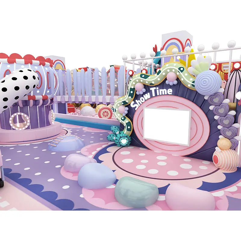 Interior macaron estilo niños parque infantil juego suave juego millones de bolas pit Playhouse para niños con precio de fábrica