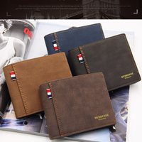 Dompet kulit PU pria, ksimple pendek kasual sederhana gaya grosir