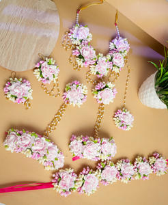 Ensemble de bijoux de mariée traditionnels faits à la main, collier, boucles d'oreilles et bracelet pour femmes, accessoires ethniques pour mariage et fête - Product Image 3