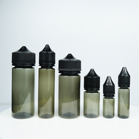 Botella de PET de 30 ml con tapa V3, botella corta y ancha para uso agrícola, tapa de rosca con gotero y boquilla dispensadora, botella exprimible