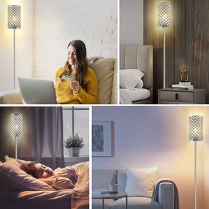 Lampe <span class=keywords><strong>sur</strong></span> <span class=keywords><strong>pied</strong></span> moderne avec abat-jour en cristal, interrupteur au <span class=keywords><strong>pied</strong></span> LED marche/arrêt, poteau réglable en hauteur pour salon et <span class=keywords><strong>chambre</strong></span> à coucher - Product Image 6