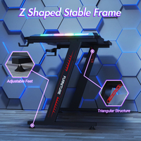 Ensemble de tables et de chaises de jeu avec éclairage LED RVB noir, bureau d'ordinateur de jeu pour la maison et le bureau