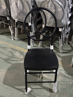 Chaise de réception de mariage empilable la moins chère meubles hôtel banquet chaise Phoenix noire en métal