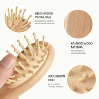 Prêt à expédier : Ensemble de 3 brosses et peignes à cheveux pour bébé en bois naturel, poils doux de chèvre, brosse de massage du cuir chevelu pour nouveau-nés
