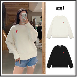 <span class=keywords><strong>Ami</strong></span> Spring – <span class=keywords><strong>pull</strong></span> tricoté en Jacquard de style européen, col ras du cou, motif petit cœur, nouveau modèle, coupe ample pour femmes - Product Image 5