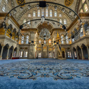 Tappeto da Preghiera Musulmano e Tappeto in Nylon Lavabile a Macchina Axminster per Moschea e Chiesa, Blu - Product Image 5