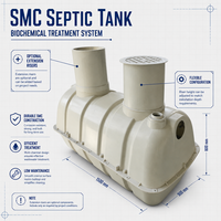 Petit réservoir septique en fibre de verre SMC à bas prix pour usage domestique, traitement des eaux usées, capacité de 500 L