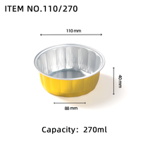 Moule à gâteau de 260 ml, petit format, jetable, en aluminium, avec couvercle en PP, pour mini-gâteaux, cupcakes et desserts