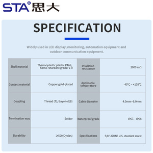 Nhà máy bán E10 không thấm nước hàng không cắm kết nối <span class=keywords><strong>2</strong></span> 3 4 5 6 7 8 10 12pin thẳng nữ nam lĩnh vực cài đặt cắm - Product Image 5