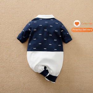 Ropa para Recién Nacidos, Moda para Bebés, 100% Algodón, Primavera/Otoño, Mono para Bebé Niño con Corbata de Lazo, Romper para Bebé, Venta al por Mayor - Product Image 2