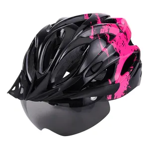 Casco da bici classico per adulti con lente magnetica leggera casco da strada Mountain Bike E Scooter casco ricaricabile a LED per fanale posteriore