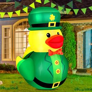 Canard lutin gonflable de 5 pieds avec chapeau Lucky Shamrocks Vente chaude ST. Décoration Fête de <span class=keywords><strong>Patrick</strong></span> - Product Image 4