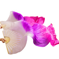 Éventail de danse du ventre en soie véritable pour femmes, longueur 180 cm, largeur 90 cm, éventail en bambou pour spectacle