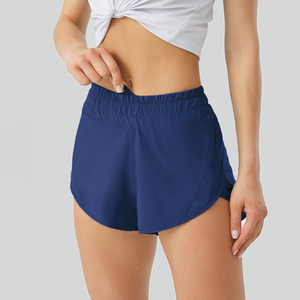 Logo personnalisé femmes 2.5 pouces poches zippées cordon Yoga Shorts 2 en 1 léger séchage rapide course Fitness Sports Gym Shorts - Product Image 6