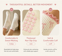 Chaussettes de Pilates pour femmes avec logo personnalisé, design gratuit, chaussettes de sport tricotées mi-mollet antidérapantes avec grip et volants pour le yoga