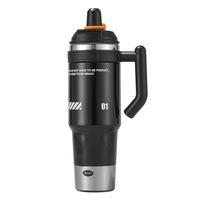 Gourde Sportive Isotherme en Acier Inoxydable 40oz avec Double Couvercle (Paille et Bec Verseur), Poignée Ergonomique, Anti-fuite pour la Salle de Sport, les Activités de Plein Air et les Voyages – Chaud/Froid