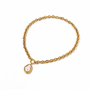 Conjunto de collar de acero inoxidable con diseño de gota de agua y perlas de imitación para mujer, joyería para fiestas. - Product Image 4