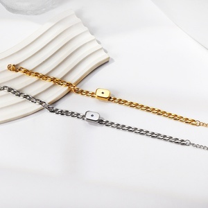 Pulsera de Cadena Cubana Colorida y Moderna, Unisex, Impermeable, de Acero Inoxidable, Antideslustre, Collar Cubano Personalizado - Product Image 4