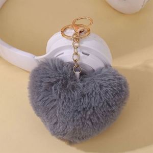 Wholesale Plush Heart Keychain Fluffy Pom Pom Keychain Faux Fur Ball <b>Keyring</b> Bag <b>Charm</b> Pendant Accessories for Women Girls - Product Image 4