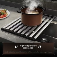 Égouttoir à vaisselle pliable en acier inoxydable 304 sur mesure OEM avec bords en silicone pour évier de cuisine