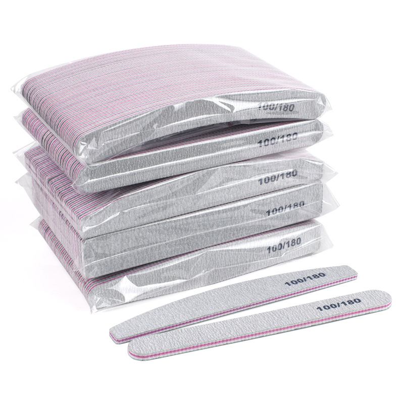 Шлифовальные пилочки для дизайна ногтей, пилочки-буферы 100/180 Грат, полумесяц, пилочка для ногтей, шлифовка, полировка, аксессуары для маникюра, инструменты