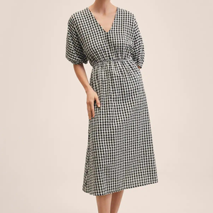 <span class=keywords><strong>Robe</strong></span> en coton à <span class=keywords><strong>carreaux</strong></span> vichy grille <span class=keywords><strong>noir</strong></span> <span class=keywords><strong>et</strong></span> <span class=keywords><strong>blanc</strong></span> Robes pour femmes Robes d'été pour dames Robes décontractées - Product Image 2
