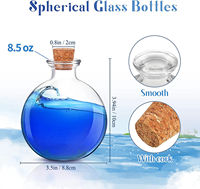 Bouteilles en verre sphériques de 250 ml avec bouchon en liège, flacons ronds pour potions, bouteilles de vin décoratives, pots sphériques en verre pour sable