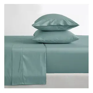 New designer Solid color traditional microfiber hotel full size 4pcs bed sheet and pillow case set