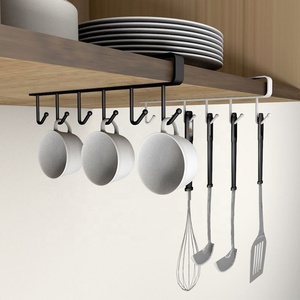 Moda 6 ganchos de metal debajo del estante taza <span class=keywords><strong>armario</strong></span> organizador 6 ganchos plástico baño <span class=keywords><strong>esquina</strong></span> toallero gancho de <span class=keywords><strong>cocina</strong></span> - Product Image 1