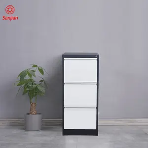 Sanjian OEM colorful grey white office A4 file documents storage vertical 3 drawer steel index card filing cabinet