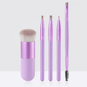 5PCS Premium Kosmetik pinsel Set für Foundation Blush Concealer Lidschatten Augenbrauen Highlight Lila Make-up Pinsel Set
