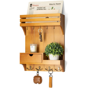 Solid Wood <b>Wall</b> <b>Mounted</b> Rack Key Mail Storage Entryway Organizer Bedroom Kitchen <b>Shelf</b> - Product Image 5