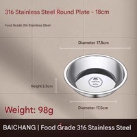 Plateau de service alimentaire rond en acier inoxydable 316 épaissi, 16-30 cm, vente en gros, pour hôtel, restaurant, restauration