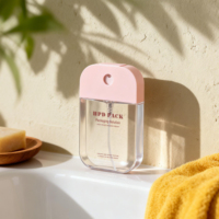 Vente en gros de flacons vaporisateurs carrés vides en plastique PETG transparent de 30 ml et 50 ml, format poche, pour parfum, avec pompe pulvérisatrice et impression sérigraphique