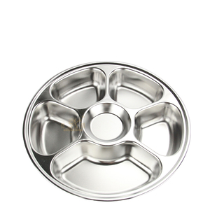 Rẻ Hơn Chất Lượng Cao Thép Không Gỉ Thali Vòng Kim Loại Tấm Thức Ăn Nhanh Khay - Product Image 1