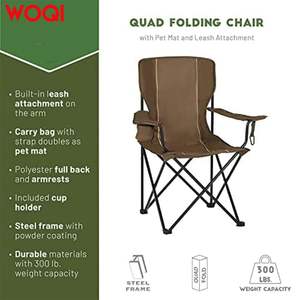 Chaise pliante d'extérieur Woqi, structure en aluminium, tissu polyester, chaise de camping de jardin, brun foncé, forme rectangulaire - Product Image 2