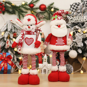 Poupées de Noël en tricot de dessin animé, figurines extensibles réutilisables de Père Noël, bonhomme de neige et elfe, décoration intérieure pour salon et fenêtre - Product Image 2