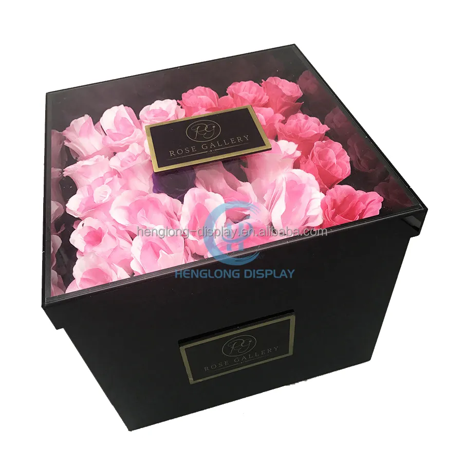 Acrylic transparent cover Black drawer flower box rose flower gift box valentine's day gifts